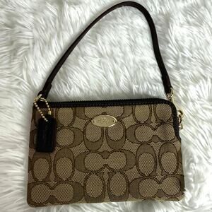 COACH Brown Signature Canvas Wristlet